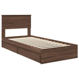 Letto con Contenitore con testiera Rovere Marrone 100 x 200 cm