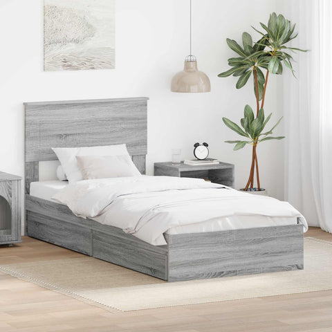 Letto con Contenitore con testiera Grigio Sonoma 75 x 190 cm