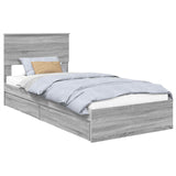 Letto con Contenitore con testiera Grigio Sonoma 75 x 190 cm