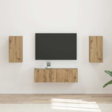 Set di Mobiletto da TV a Parete 4 pcs Rovere artigianale