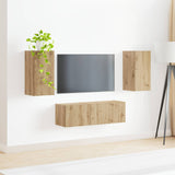 Set di Mobiletto da TV a Parete 4 pcs Rovere artigianale