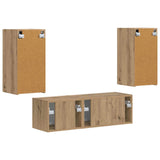 Set di Mobiletto da TV a Parete 4 pcs Rovere artigianale