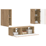 Set di Mobiletto da TV a Parete 4 pcs Rovere artigianale