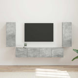 Set di Mobiletto da TV a Parete 4 pcs Grigio cemento