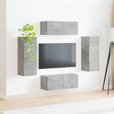 Set di Mobiletto da TV a Parete 4 pcs Grigio cemento
