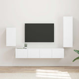 Set mobile TV Montaggio a parete 4 pcs Bianco Legno truciolato