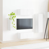 Set mobile TV Montaggio a parete 4 pcs Bianco Legno truciolato
