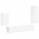 Set mobile TV Montaggio a parete 4 pcs Bianco Legno truciolato