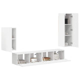 Set mobile TV Montaggio a parete 4 pcs Bianco Legno truciolato