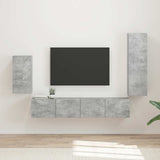 Set mobile TV 4 pcs Grigio cemento Legno truciolato