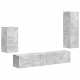 Set mobile TV 4 pcs Grigio cemento Legno truciolato