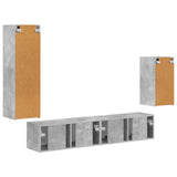 Set mobile TV 4 pcs Grigio cemento Legno truciolato