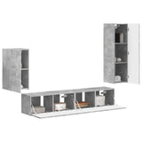 Set mobile TV 4 pcs Grigio cemento Legno truciolato