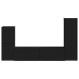 Set mobile TV Montaggio a parete 4 pcs Nero Legno truciolato