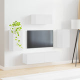 Set mobile TV Montaggio a parete 5 pcs Bianco Legno truciolato