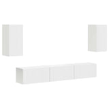 Set mobile TV Montaggio a parete 5 pcs Bianco Legno truciolato