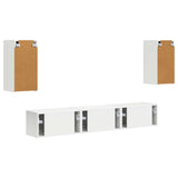 Set mobile TV Montaggio a parete 5 pcs Bianco Legno truciolato