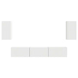 Set mobile TV Montaggio a parete 5 pcs Bianco Legno truciolato