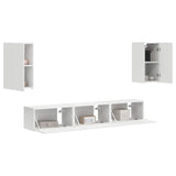 Set mobile TV Montaggio a parete 5 pcs Bianco Legno truciolato