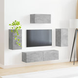 Set mobile TV 5 pcs Grigio cemento Legno truciolato