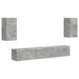 Set mobile TV 5 pcs Grigio cemento Legno truciolato