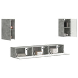 Set mobile TV 5 pcs Grigio cemento Legno truciolato
