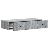 Tavolino da Parete Laterale Grigio Sonoma 87,5 x 34,5 x 17 cm