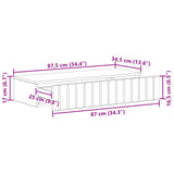 Tavolino da Parete Laterale Rovere Fumo 87,5 x 34,5 x 17 cm