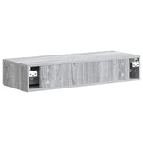 Tavolino da Parete Laterale Grigio Sonoma 87,5 x 34,5 x 17 cm