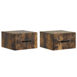 Mobiletto da notte a muro 2 pcs Rovere Fumo 34,5 x 33 x 20 cm