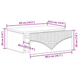 Mobiletto da notte a muro Rovere Fumo 49 x 34,5 x 20 cm