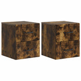 Mobiletto da notte a muro 2 pcs Rovere Fumo 34,5 x 33 x 40 cm