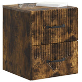 Mobiletto da notte a muro 2 pcs Rovere Fumo 34,5 x 33 x 40 cm