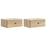 Mobiletto da notte a muro 2 pcs Rovere Sonoma 49 x 34,5 x 20 cm