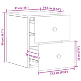 Mobiletto da notte a muro con cassetto Bianco 34,5 x 33 x 40 cm