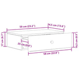 Tavolino da Parete Laterale Grigio Sonoma 59 x 34,5 x 17 cm