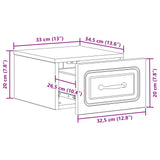 Mobiletto da notte a muro con cassetto Bianco 34,5 x 33 x 20 cm