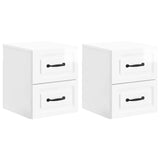 Mobiletto da notte a muro 2 pcs Bianco Lucido 34,5 x 33 x 40 cm