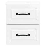 Mobiletto da notte a muro 2 pcs Bianco Lucido 34,5 x 33 x 40 cm
