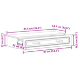 Tavolino da Parete Laterale Rovere Fumo 87,5 x 34,5 x 17 cm