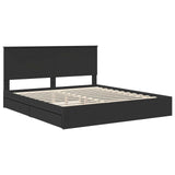 Letto con Contenitore Nero 200 x 200 cm Legno truciolato