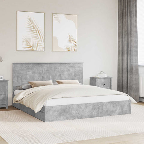 Letto con Contenitore con testiera Grigio cemento 200 x 200 cm