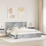 Letto con Contenitore con testiera Grigio cemento 200 x 200 cm