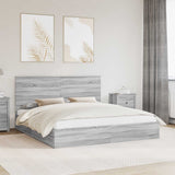Letto con Contenitore con testiera Grigio Sonoma 200 x 200 cm