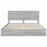 Letto con Contenitore con testiera Grigio Sonoma 200 x 200 cm
