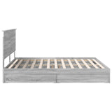 Letto con Contenitore con testiera Grigio Sonoma 200 x 200 cm