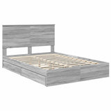 Letto con Contenitore con testiera Grigio Sonoma 160 x 200 cm