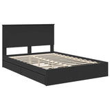 Letto con Contenitore Nero 150 x 200 cm Legno truciolato