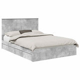 Letto con Contenitore con testiera Grigio cemento 140 x 190 cm