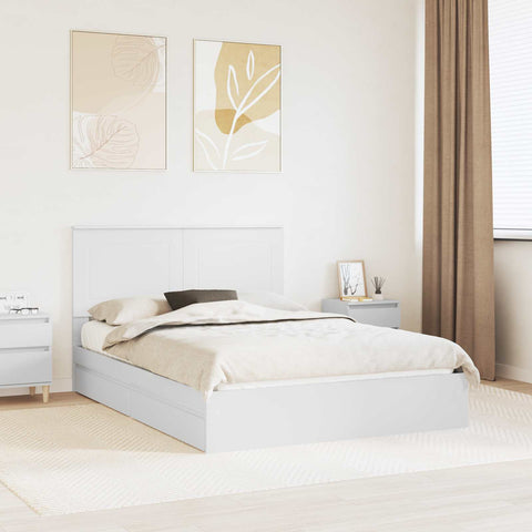 Letto con Contenitore Bianco 140 x 200 cm Legno truciolato